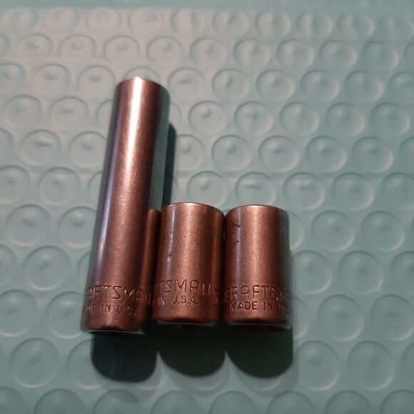 3 Vintage Craftsman 11/32" 6 and 12 Point 1/4" Drive Deep and Shallow Sockets - Picture 1 of 4